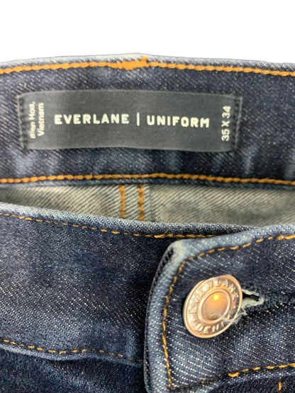 35 x 34 Everlane Uniform Mens Jeans  The Slim Jean Dark Wash Blue Denim