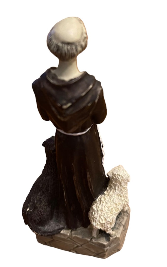 Saint Francis of Assisi 4" Figurine  Dog Sheep Bird Resin S. Francesco