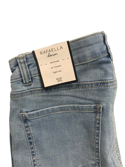 Size 6 Rafaella Denim Womens New Jean Bermuda Stretch Jean Shorts Bay Blue Raw Hem