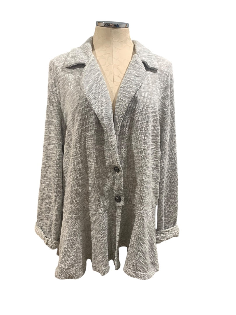 3X Bobeau Womens Gray Casual Peplum Sweater Lightweight Jacket