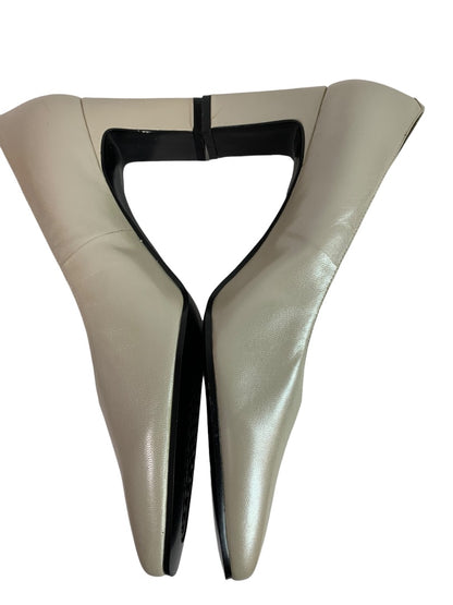 Size 8.5M Bandolino Womens Beige Pearlized 2.75" Heel Shoes Transpos3