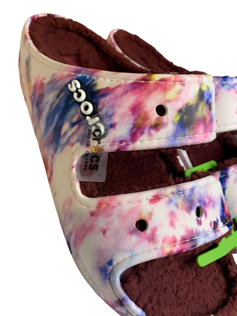 Crocs New Classic Cozy Tie Dye Sandal Mens Size 10 Womens 12 Garnet Fleece