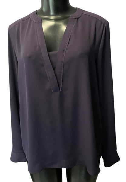 Small Simply Vera Wang Womens Popover Blouse Shirt Purple V-Neck