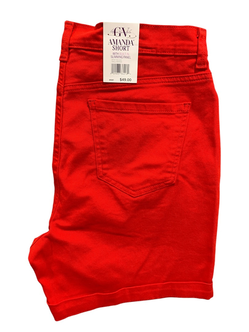 14 Average Gloria Vanderbilt Womens New Amanda Short Red Denim Jean