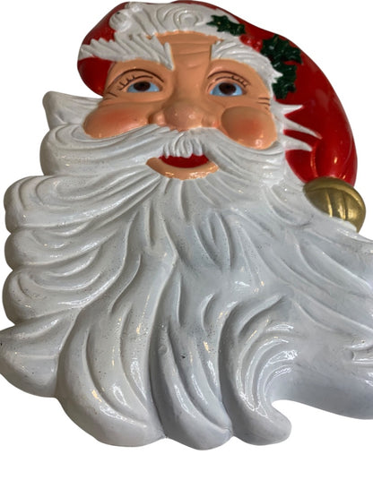 Plastic Santa Hanging Wall Decor Winter Retro 11.5 Inches