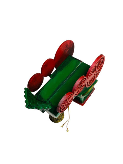 Vintage Red Green Plastic Train Ornament Christmas Holiday Rustic Look