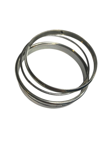 Set of 5 Silvertone Bangle Bracelets Assorted 2.75" Inside Diameter