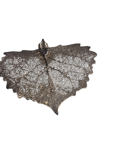 Silver Dipped Natural Cottonwood Leaf Pendant 2.5" x 2"