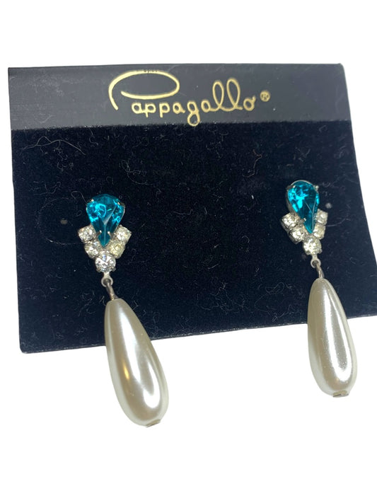 Pappagallo Pierced Post Earrings Blue Stone 1.5 Inch Drop Dangle