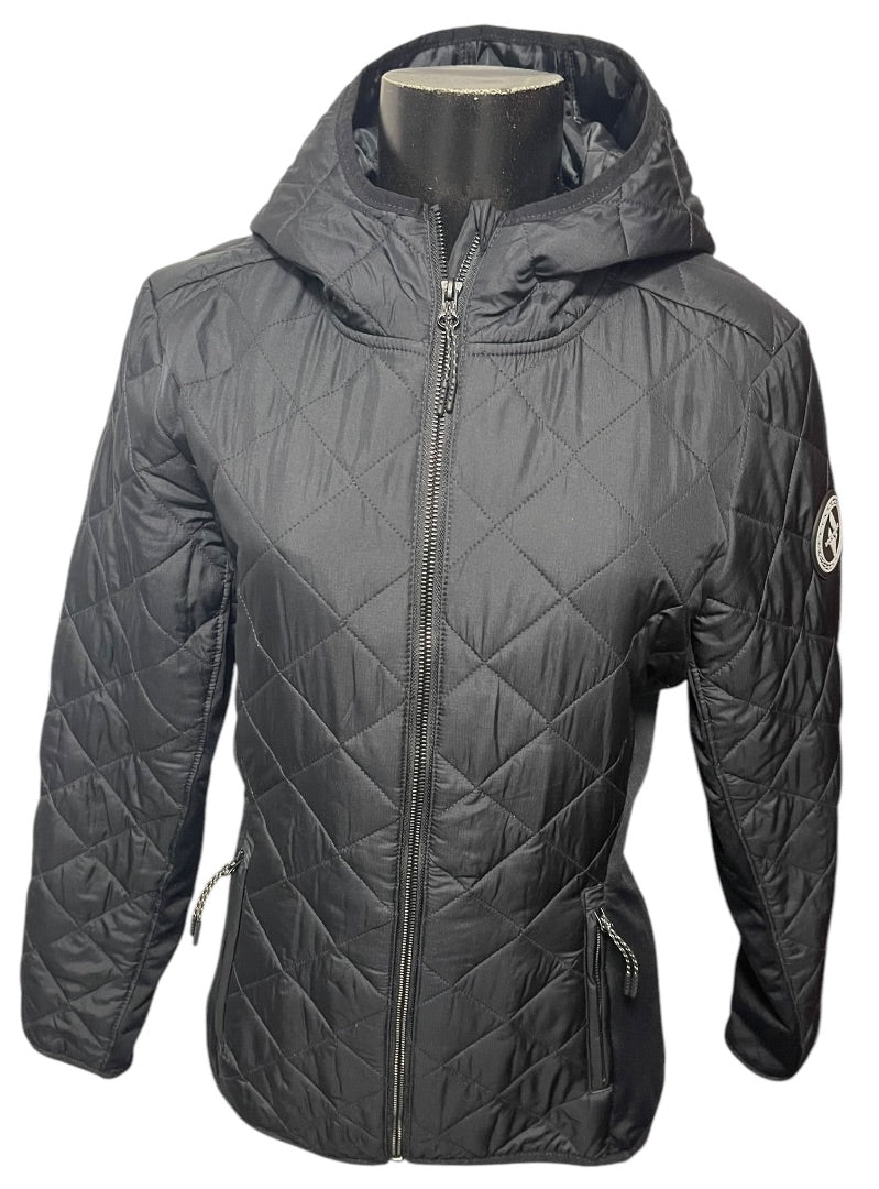 Medium Skechers Light Quilted Womens Hooded Zip Jacket Black