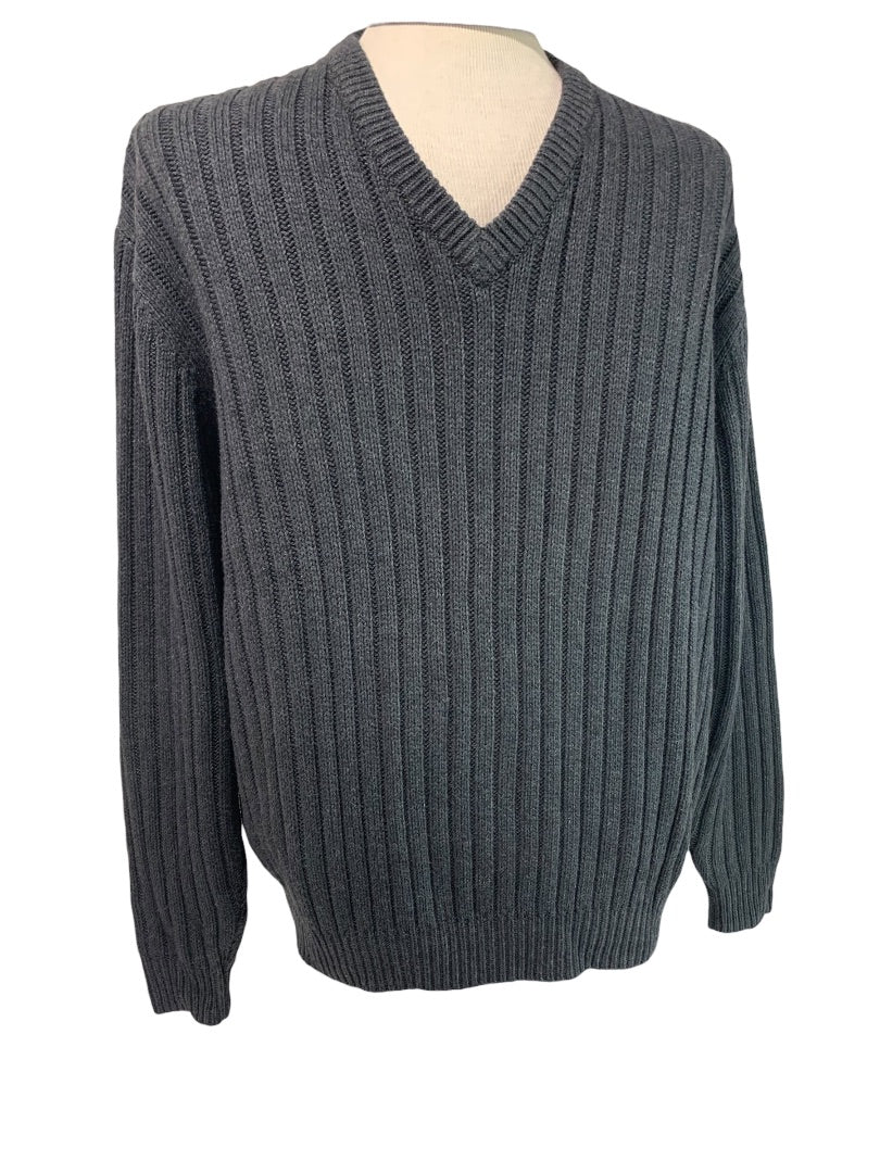 Medium Jos A Bank Mens V-Neck Sweater Wool Blend Charcoal