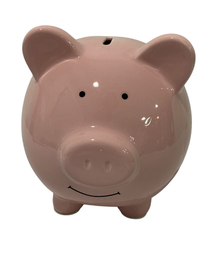 Traditional Ceramic Piggy Bank Pink 6 x 7.5 Inches Removable Stopper