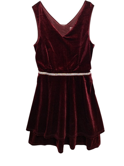 Size 10 Speechless Kids Sleeveless Burgundy Dress Velour Holiday