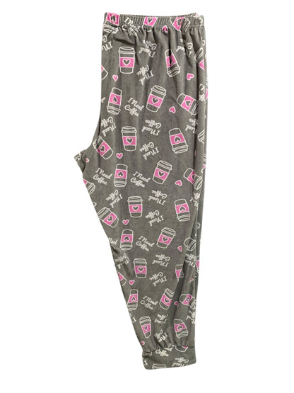 3X Bobbie Brooks Sleepwear Womens PJ Pants Fleece Coffee Print