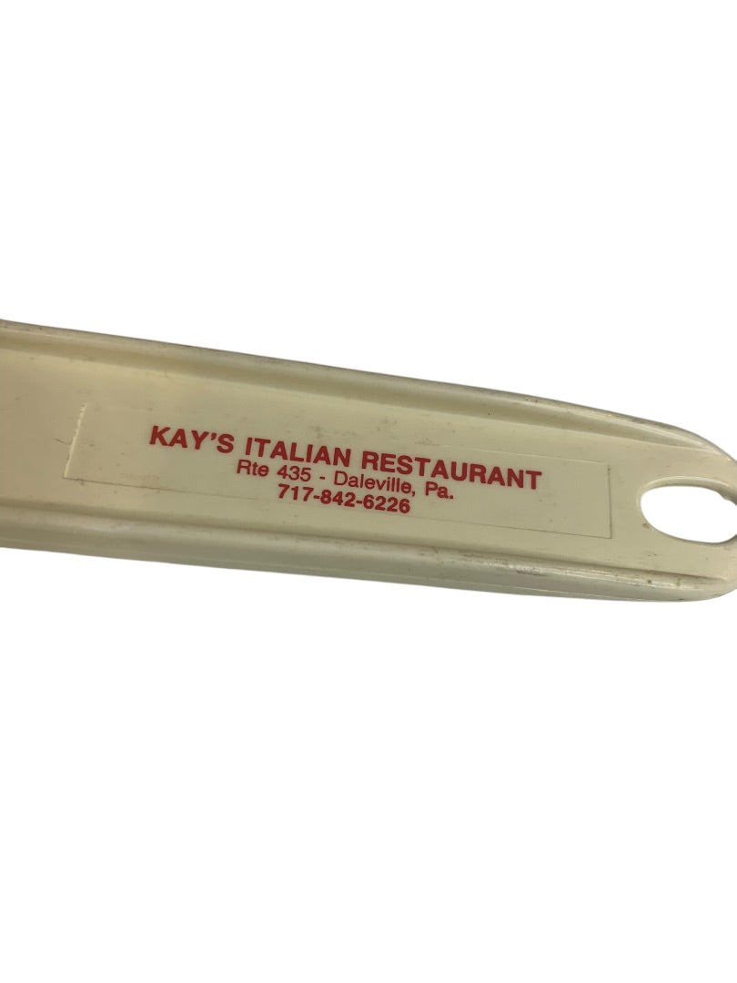 Vintage Plastic Promotional Pizza Cutter Kays Italian Daleville PA