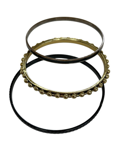 Set of 3 Mixed Metals Bangle Bracelets 2.5 Inch Inside Diameter