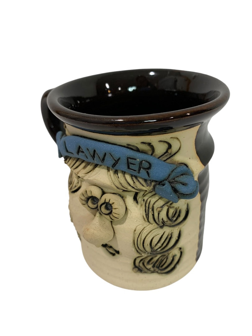 Bradford Pottery Face Ugly Mug Lawyer Female Signed