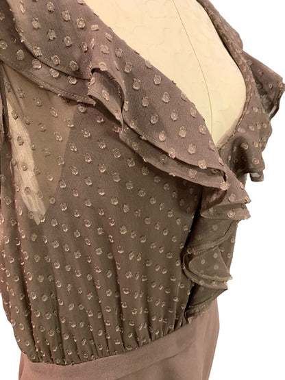 Size 12 Ann Taylor LOFT Dress Brown Sleeveless Blouse Bodice
