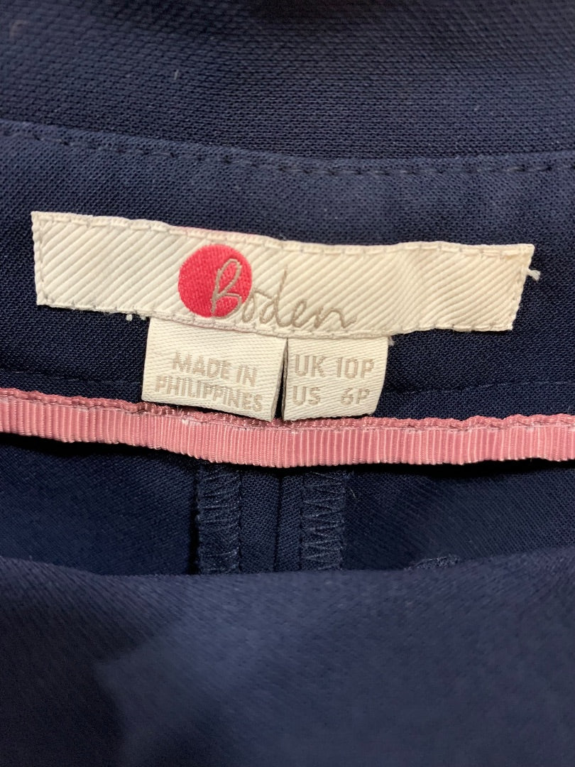 Size 6P Boden Petite Womens Navy Blue Wide Leg Crop Pants