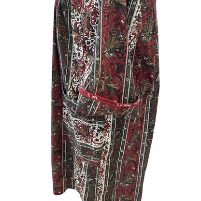 Size 16 Models Coat Vintage Womens Snap Up House Coat Dress Brown Print Pockets