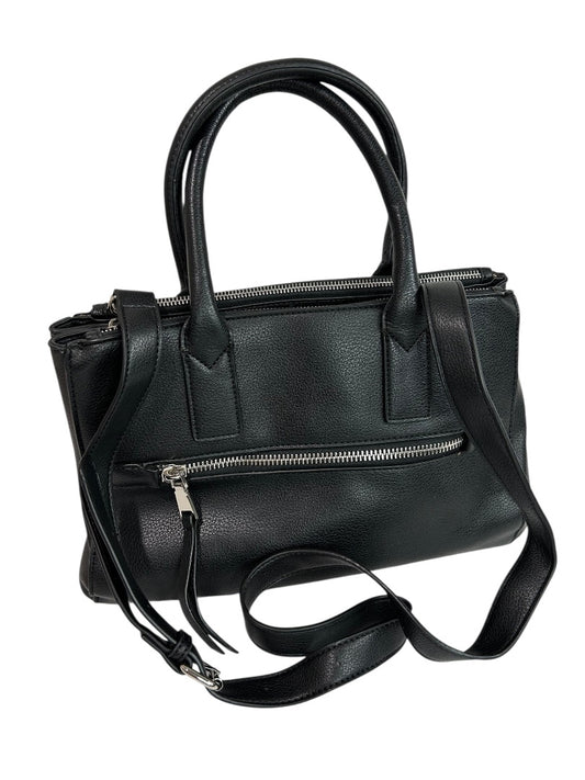 Charming Charlie Black Vegan Leather Satchel Handbag Detachable Crossbody Strap