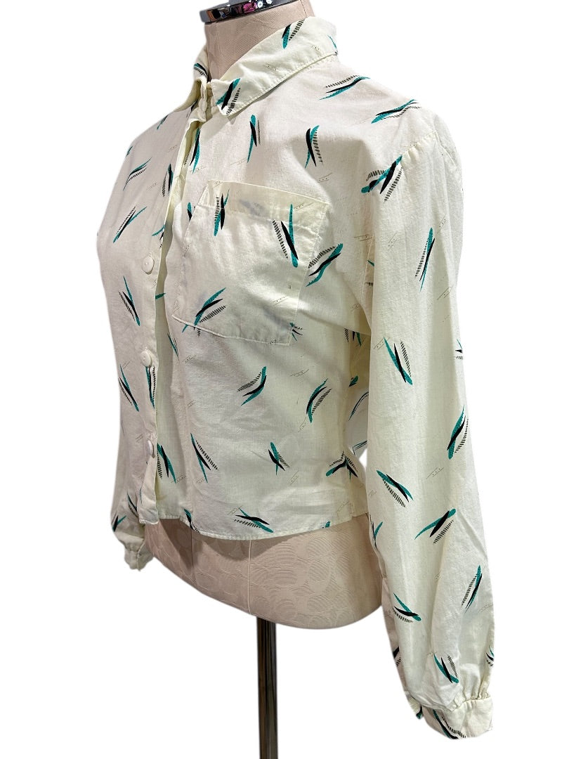 Ardmore Made in USA Womens Crop Button Up Shirt 1980s Retro