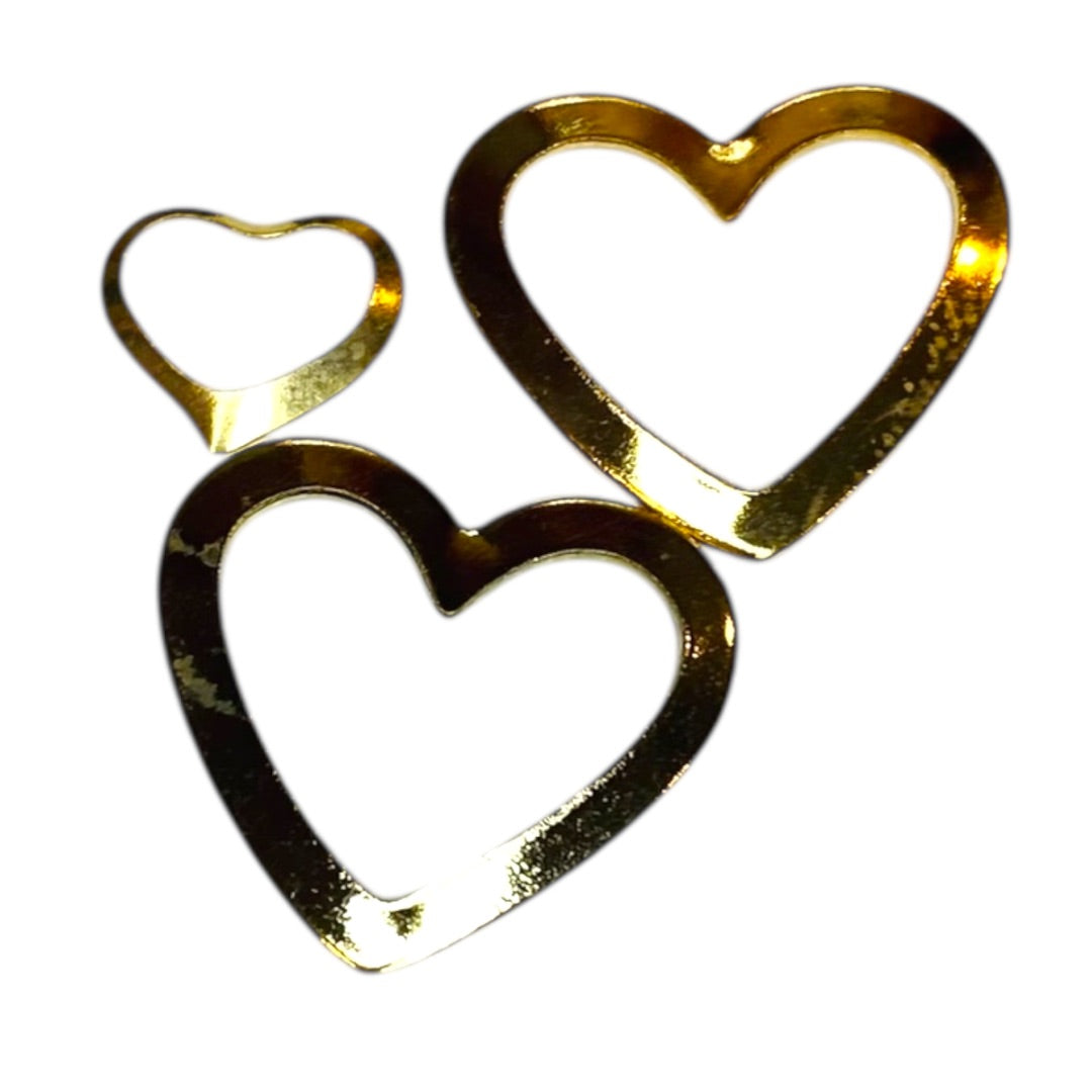 Set of 3 Goldtone Heart Pendants Jewelry for Necklace .6" and .4"