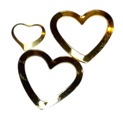 Set of 3 Goldtone Heart Pendants Jewelry for Necklace .6" and .4"