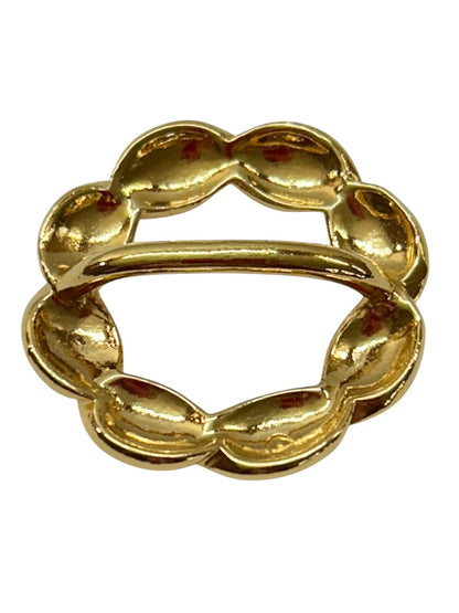 Goldtone Scarf Ring Clip Briaded Design Round 1.3 Inch Diameter