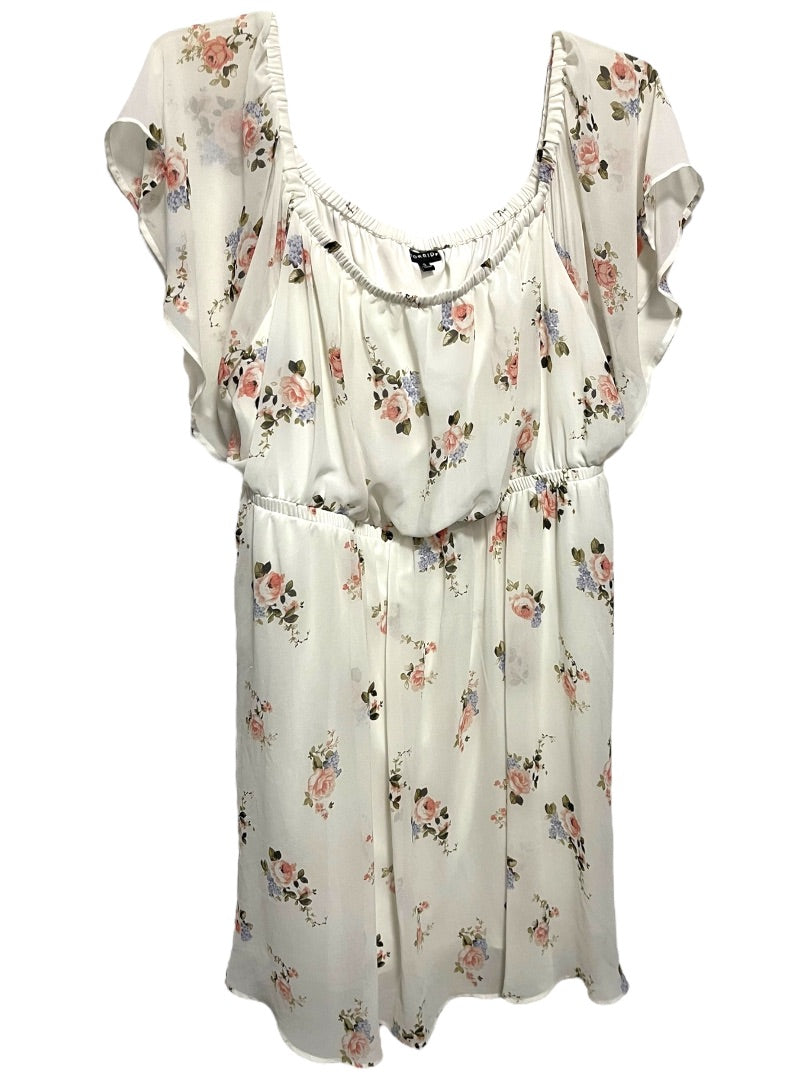 3X Torrid Lined Floral Flutter Sleeve Dress Blouson Style Off Shoulder