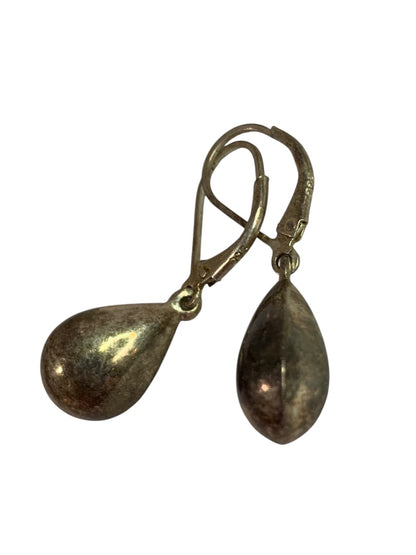 Sterling Silver 925 Pierced Leverback Earrings Teardrop 1.25 Inch Drop