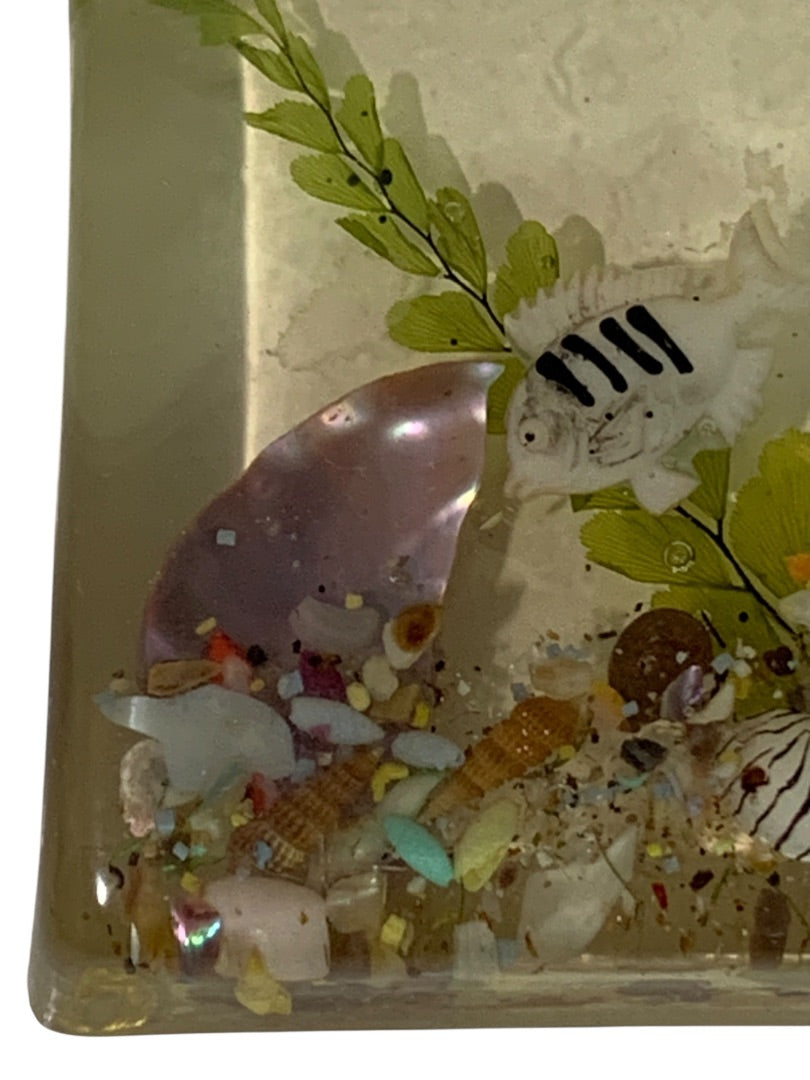 Vintage Lucite Fish Aquarium Paperweight Hanging Ornament 4.1 x 2.5"