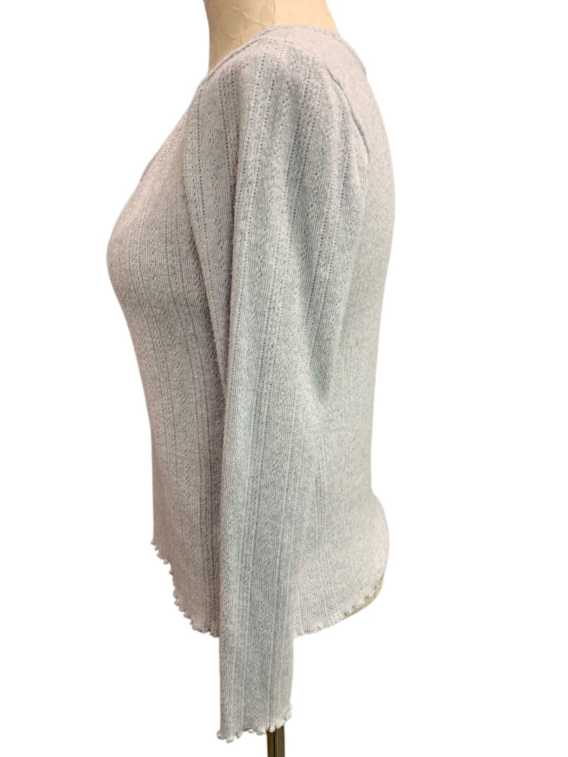 XS Loft Womens Lightweight Loose Knit Sweater Gray V-Neck