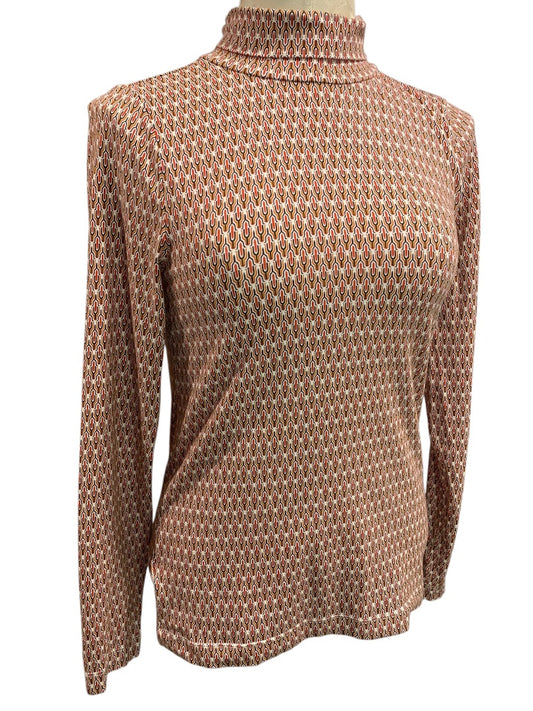Small Loft Womens Print Turtleneck Soft Retro Print Long Sleeve