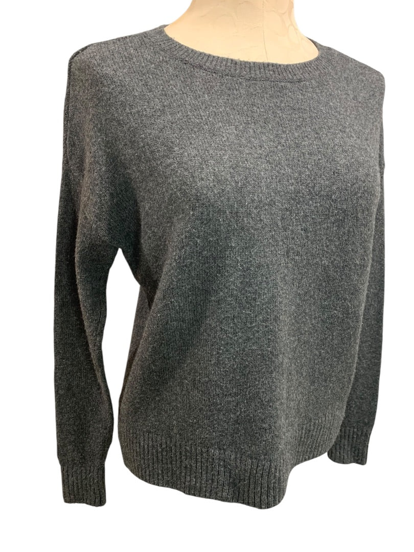XS Loft Womens Gray Heathered Crewneck Sweater Wool Blend