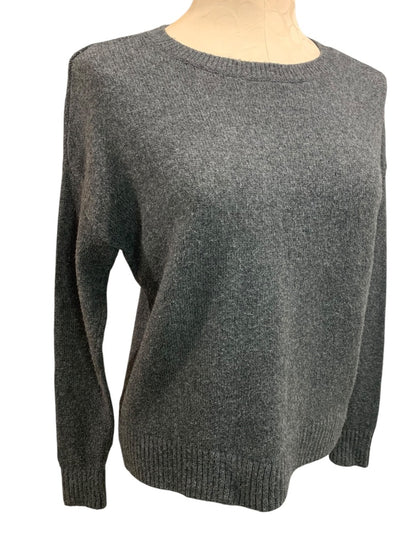 XS Loft Womens Gray Heathered Crewneck Sweater Wool Blend