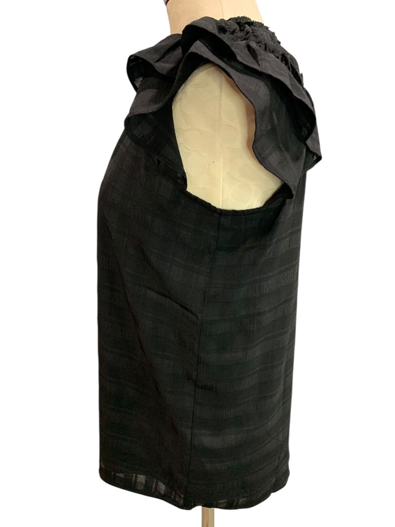 XS Loft Womens Black Short Sleeve Blouse Shirt Lined