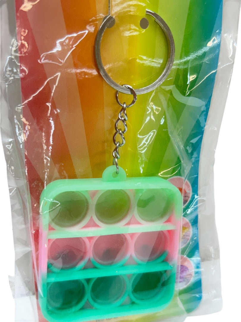 New PopToy Fidgety Silicone Green Pink Keyring Key Chain