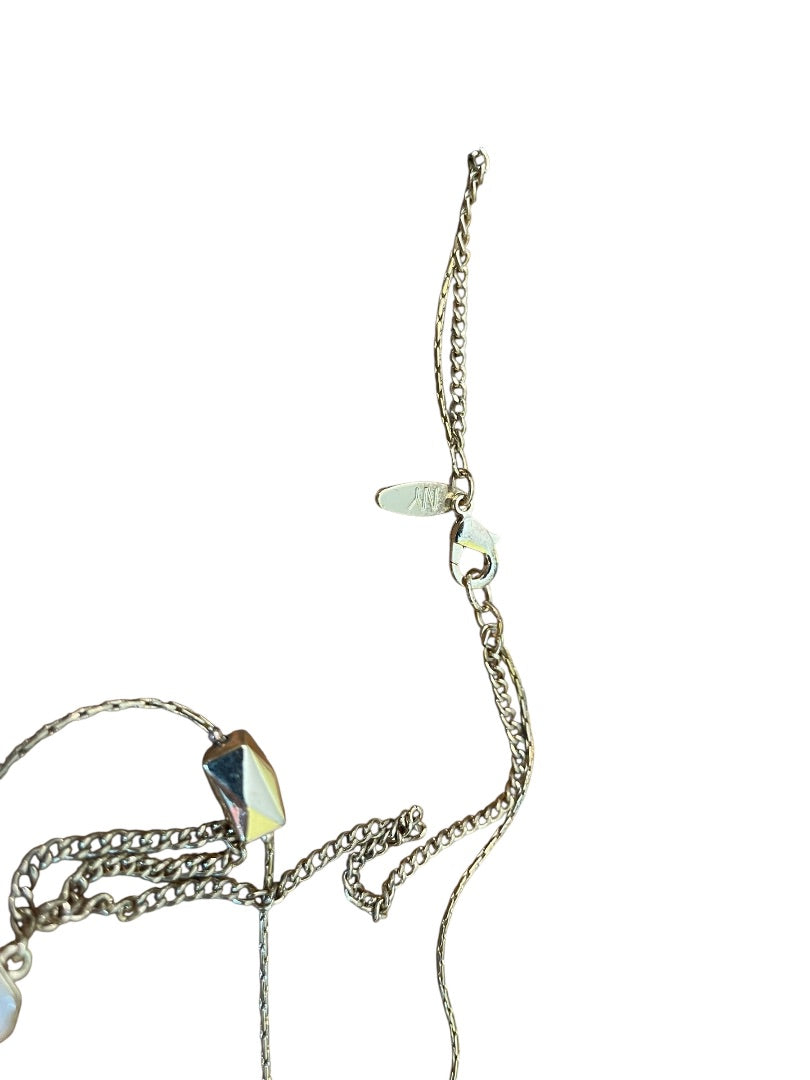 New York & Company 2 Strand Goldtone 37 Inch Beaded Necklace Black White Pink