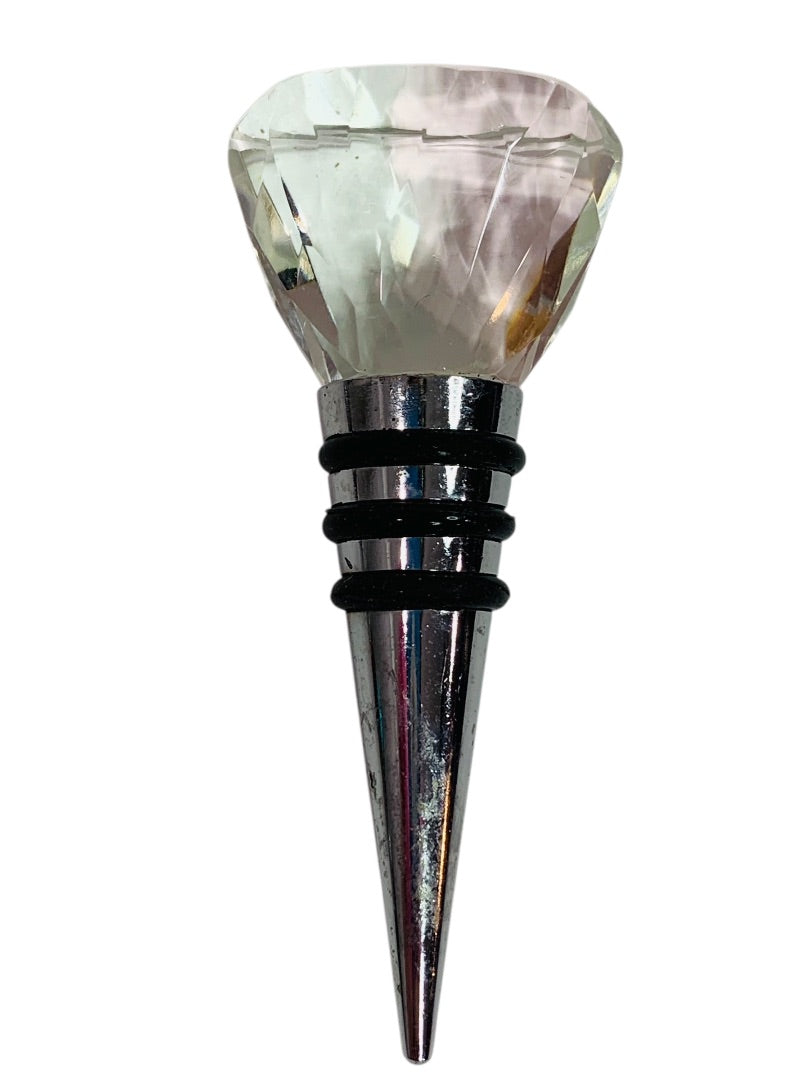 Metal Bottle Stopper 3.5 Inch Acrylic Crystal Top Rubber Gasket