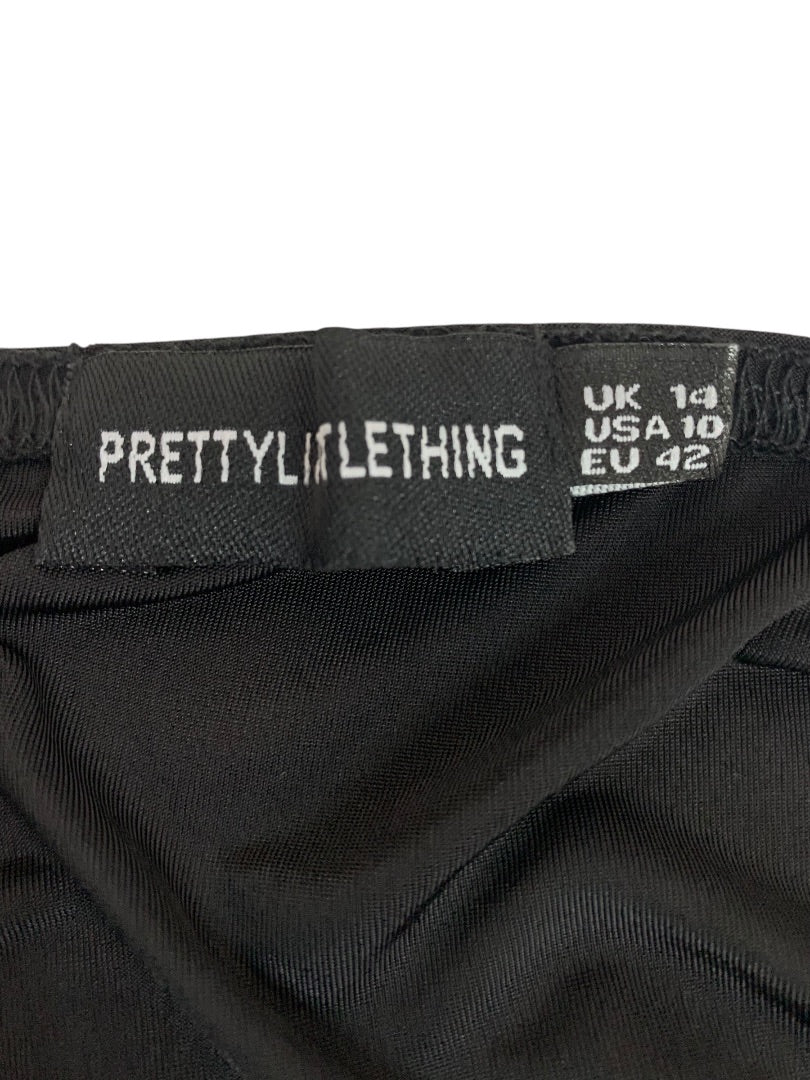 Size 10 Pretty Little Things Womens Body Suit Black Drape Neck