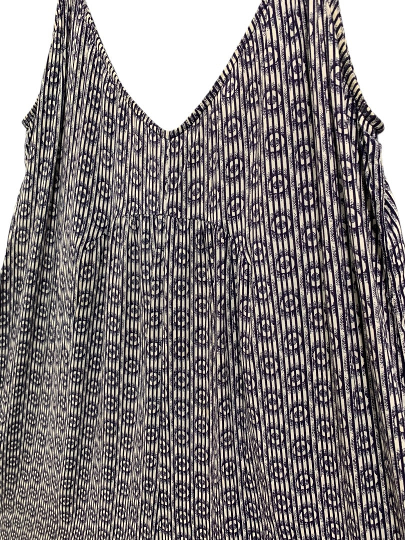 XS Floreat Romper Womens Navy Blue Print Sleeveless Jumpsuit Capri Crop