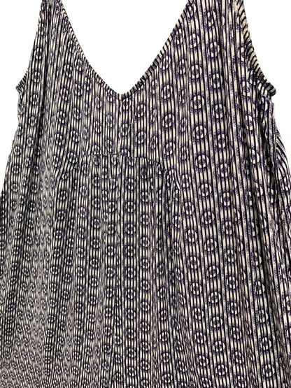 XS Floreat Romper Womens Navy Blue Print Sleeveless Jumpsuit Capri Crop