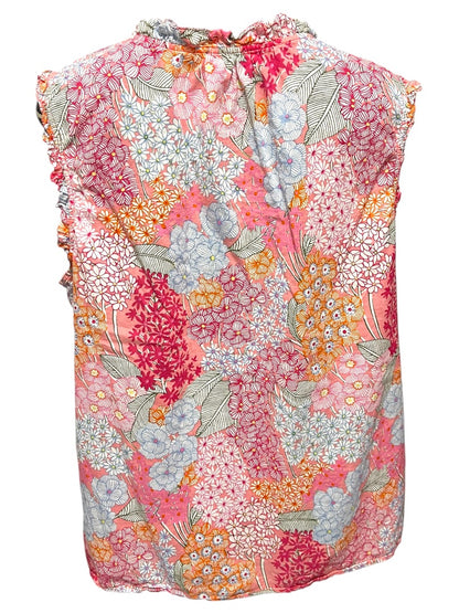 XL Talbots Ruffled Sleeveless Floral Cotton Shirt Pullover