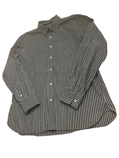 Large American Eagle Outfitters Striped Button Up Mens Shirt Blue