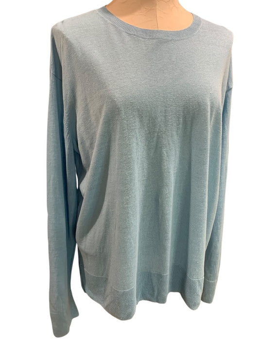 XL Nordstrom Signature Womens Blue Sweater Linen Blend Pullover