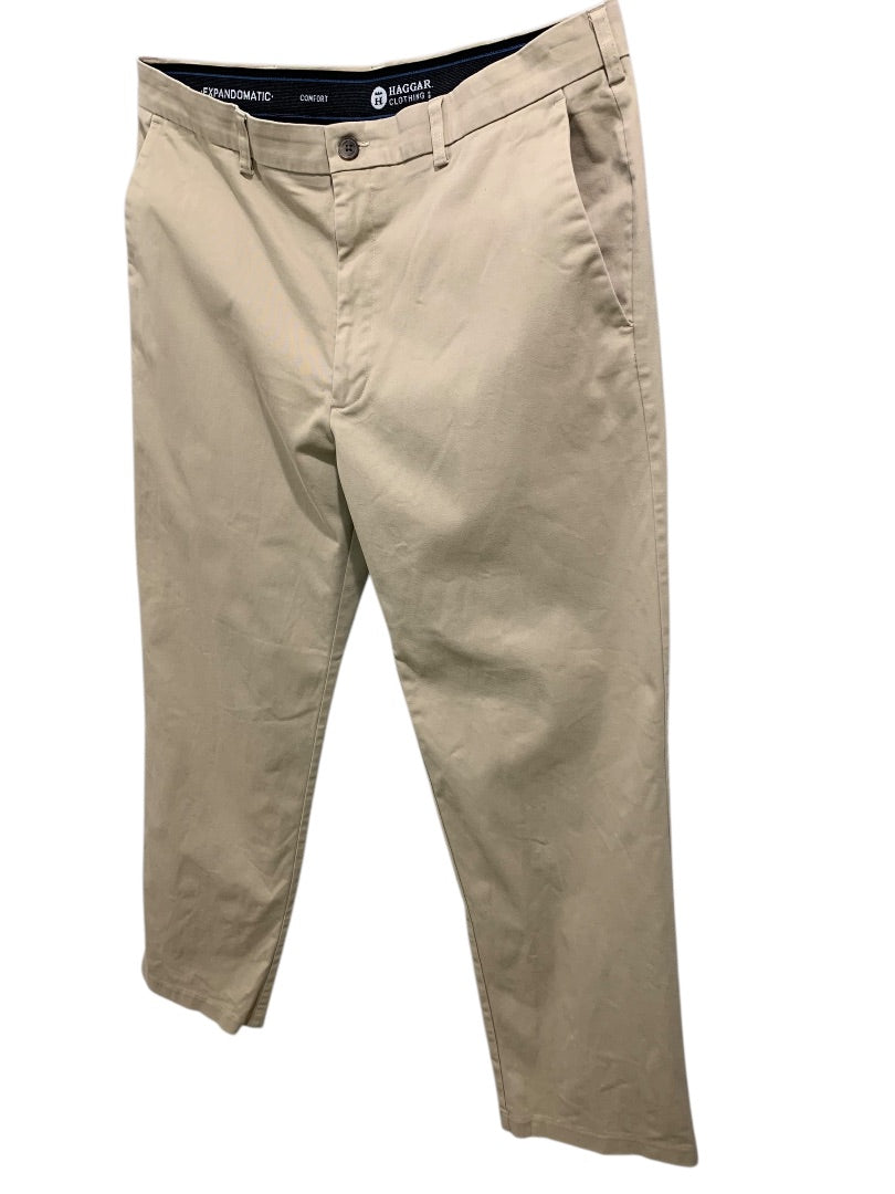 38 x 32 Haggar Mens Chino Pants Tan Comfort Waist Expandomatic