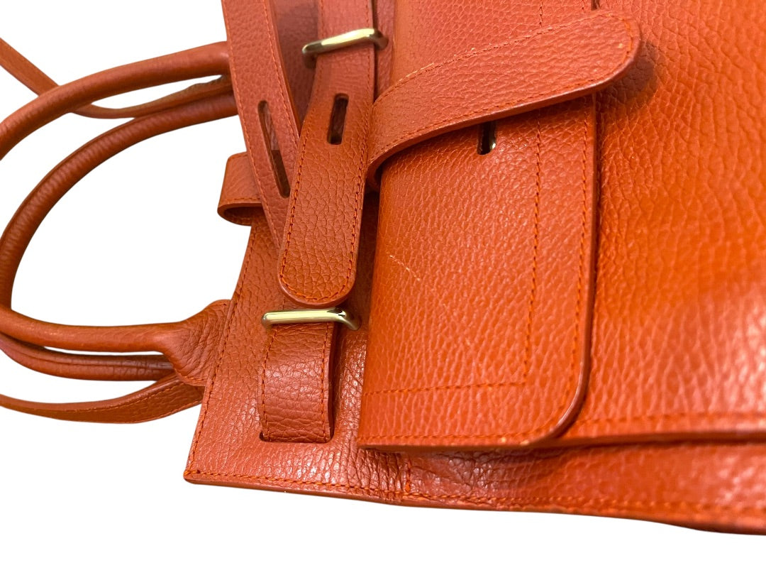 Furla Rust Pebbled Leather Handbag Satchel Shoulder Strap Italy