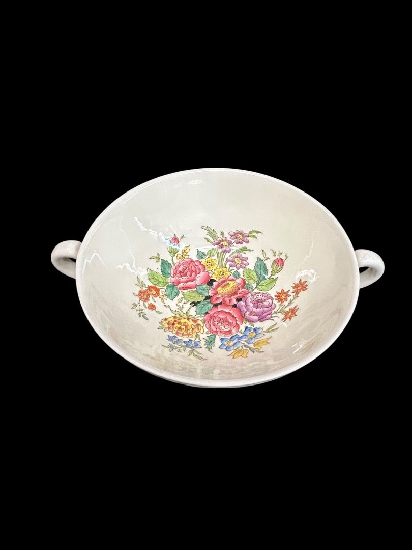 1940s Wellesley Wedgwood Ullswater China Cream Soup Bowl Double Handle
