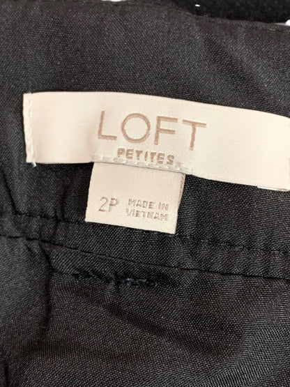 Size 2P Loft Petites Black Belted Skirt Side Zip Black Lined
